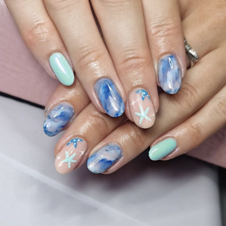 Artistic Ocean-Themed Press-On Nails Bowlift
