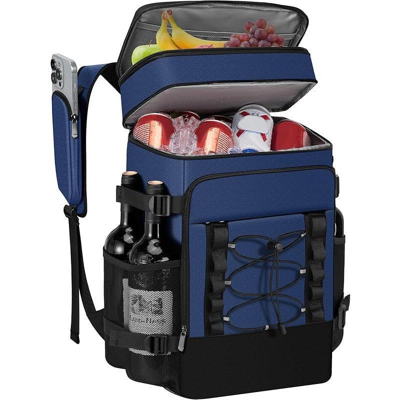 Unisex insulated cooling backpack with bottle holder, organizer pocket and padded carrying comfort Bowlift
