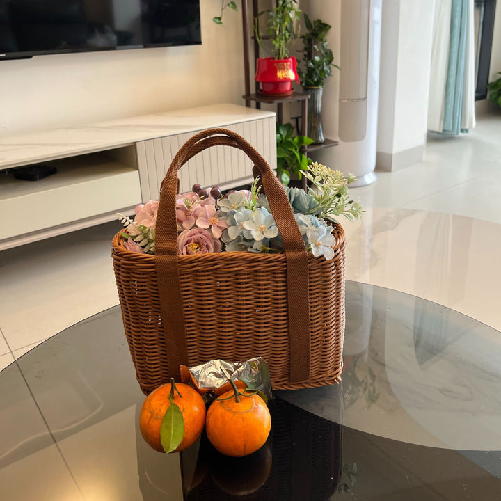 Elegant Woven Picnic Basket Bowlift