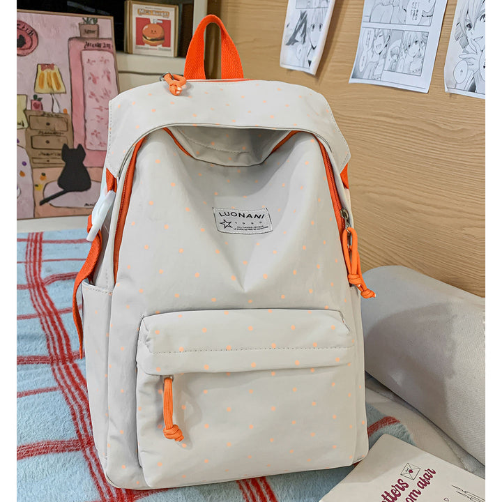 Polka-Dotted Canvas Backpack Bowlift