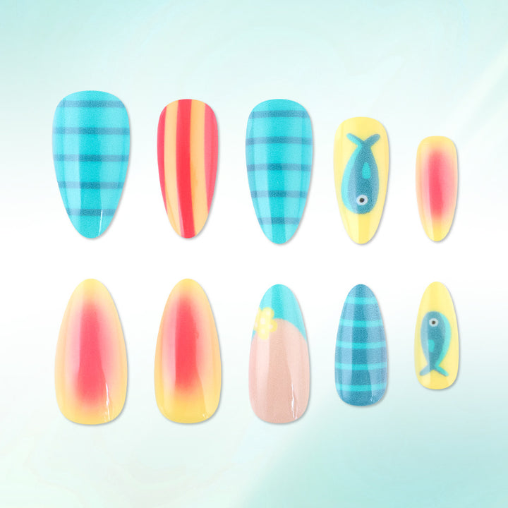 Vibrant Artistic Press-On Nail Set Bowlift