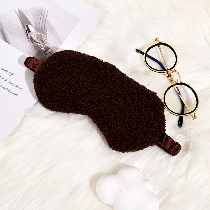 Women's cuddly thermo sleep mask made of teddy fleece with adjustable satin band Bowlift