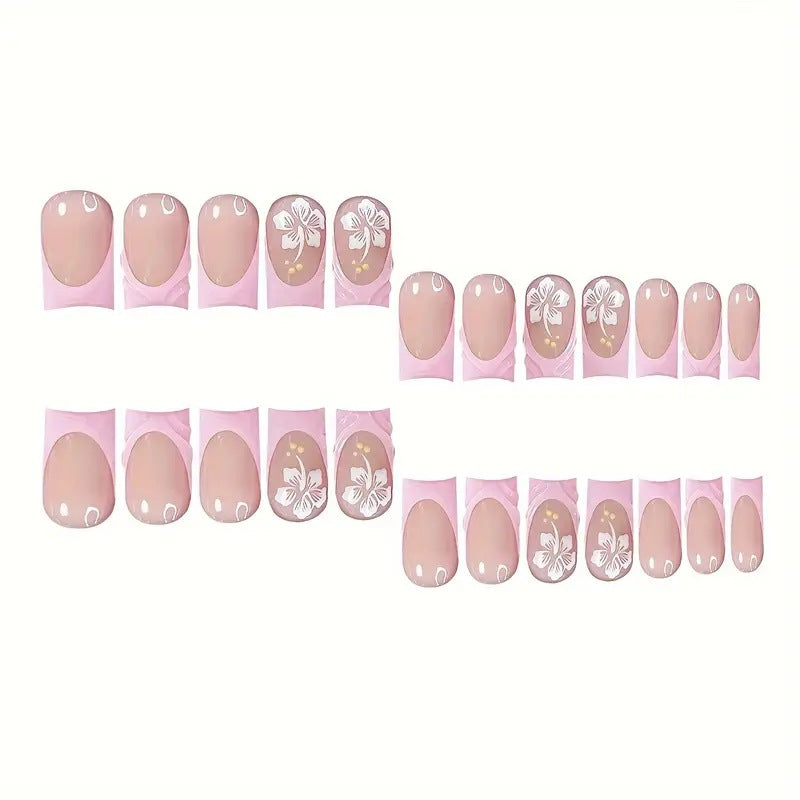 Elegant Floral Art Nail Enhancements Bowlift