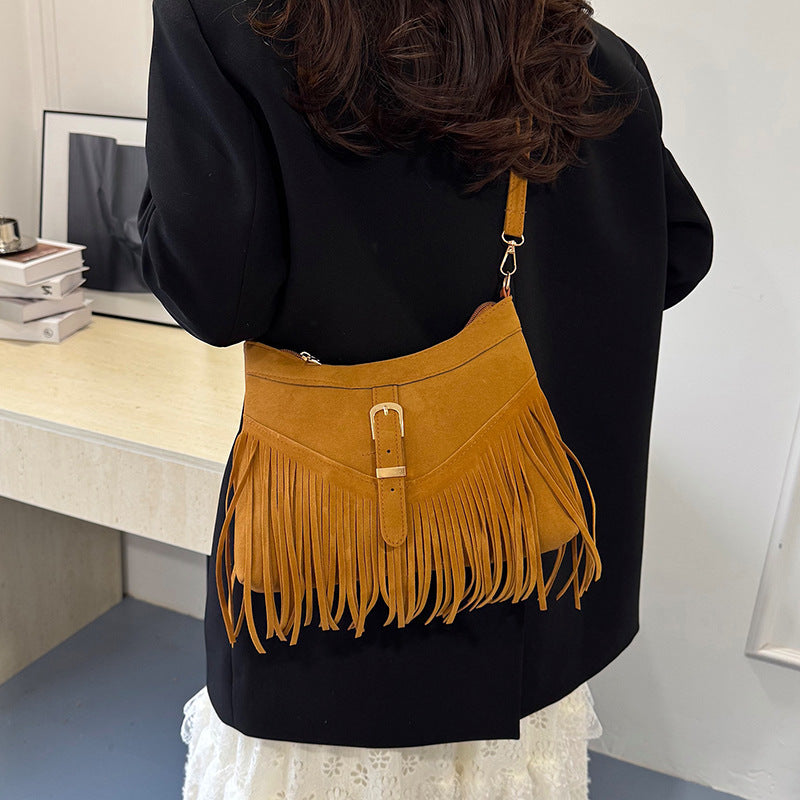 WoSuede Fringe Crossbody Bag Bowlift