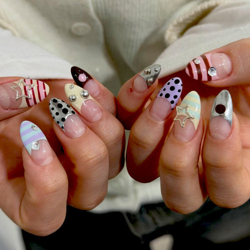 Artificial nails with creative patterns and 3D accents Bowlift