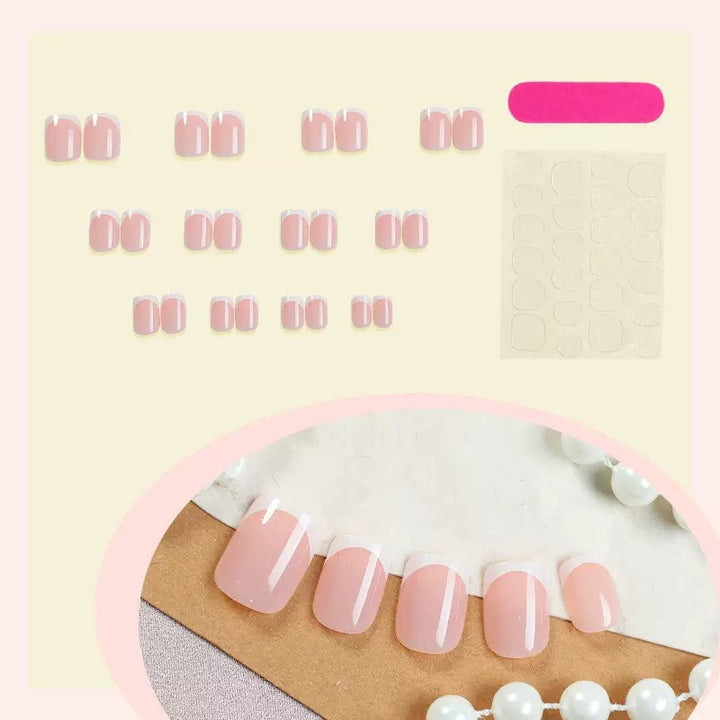 Artificial nail set with elegant French design Bowlift