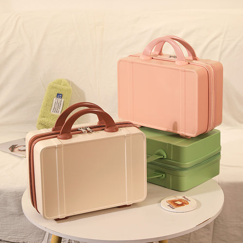 structured hard-shell vanity travel case with dual top handles and lockable zipper Bowlift