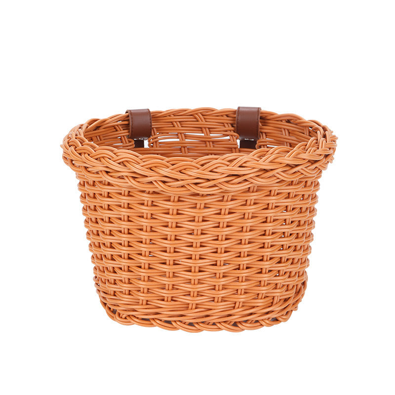 Woven Storage Basket with Vegan Leather Handles Bowlift