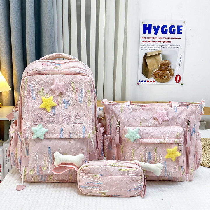 Cute Quilted School Backpack and Tote Set Bowlift