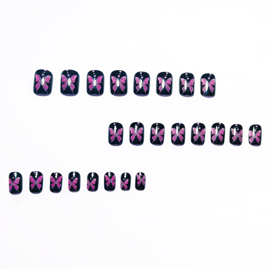 Artificial nails with glamorous butterfly design Bowlift