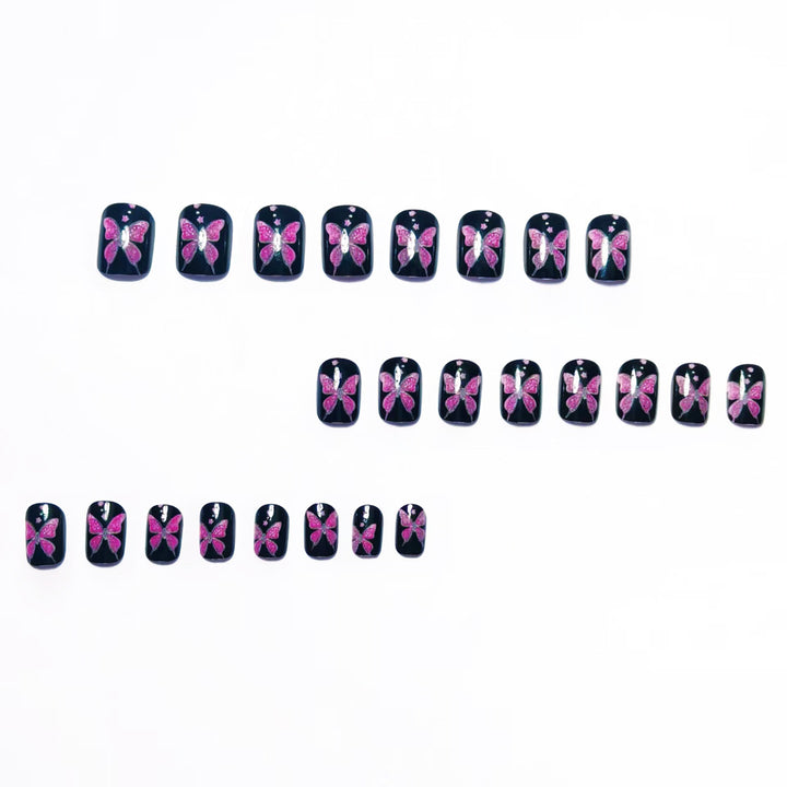 Artificial nails with glamorous butterfly design Bowlift