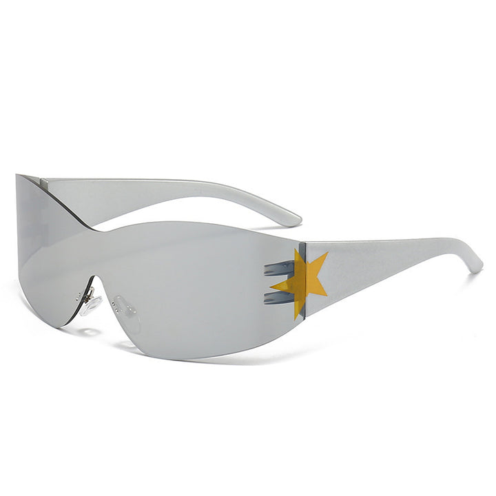 Sleek Shield Sunglasses with Star Accent Bowlift