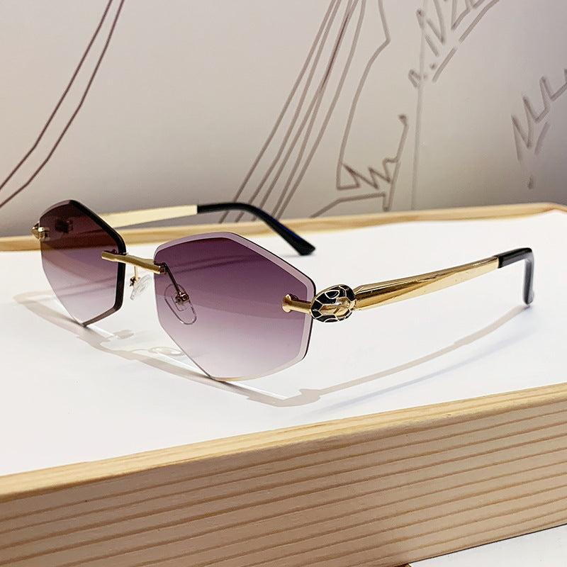 Women's Designer Sunglasses with Hexagonal Frame and Gold Accents Bowlift