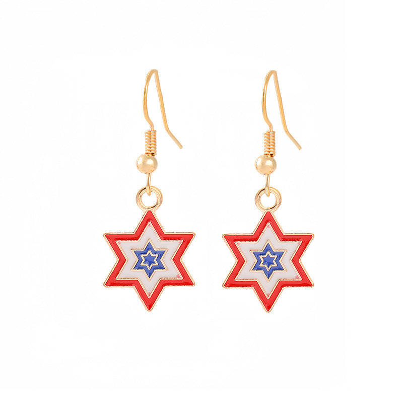Ladies enamel earrings horseshoe with star stripe motif Bowlift