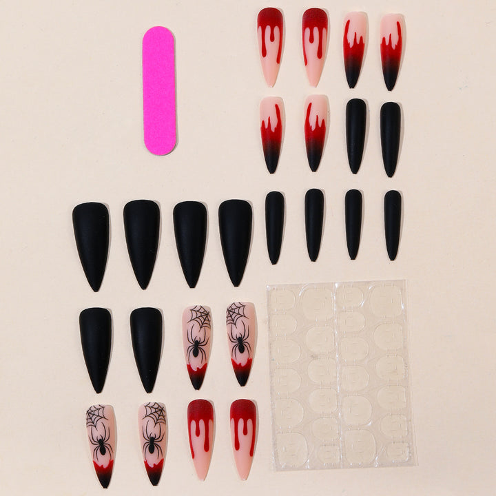 Gothic Halloween-Themed Stiletto Nail Art Extensions Bowlift 1789713400