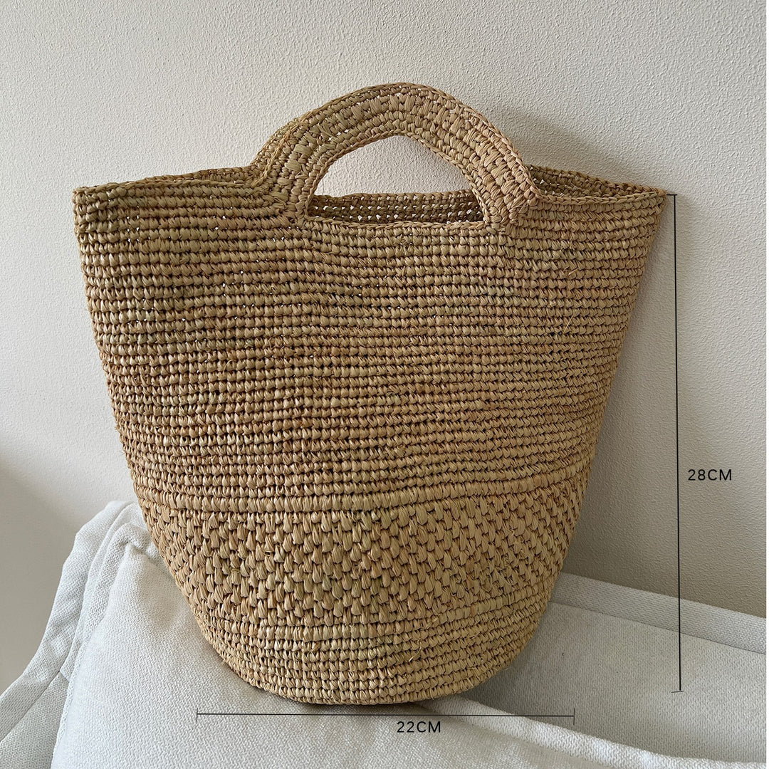 Handmade straw bag with fashionable striped pattern Bowlift