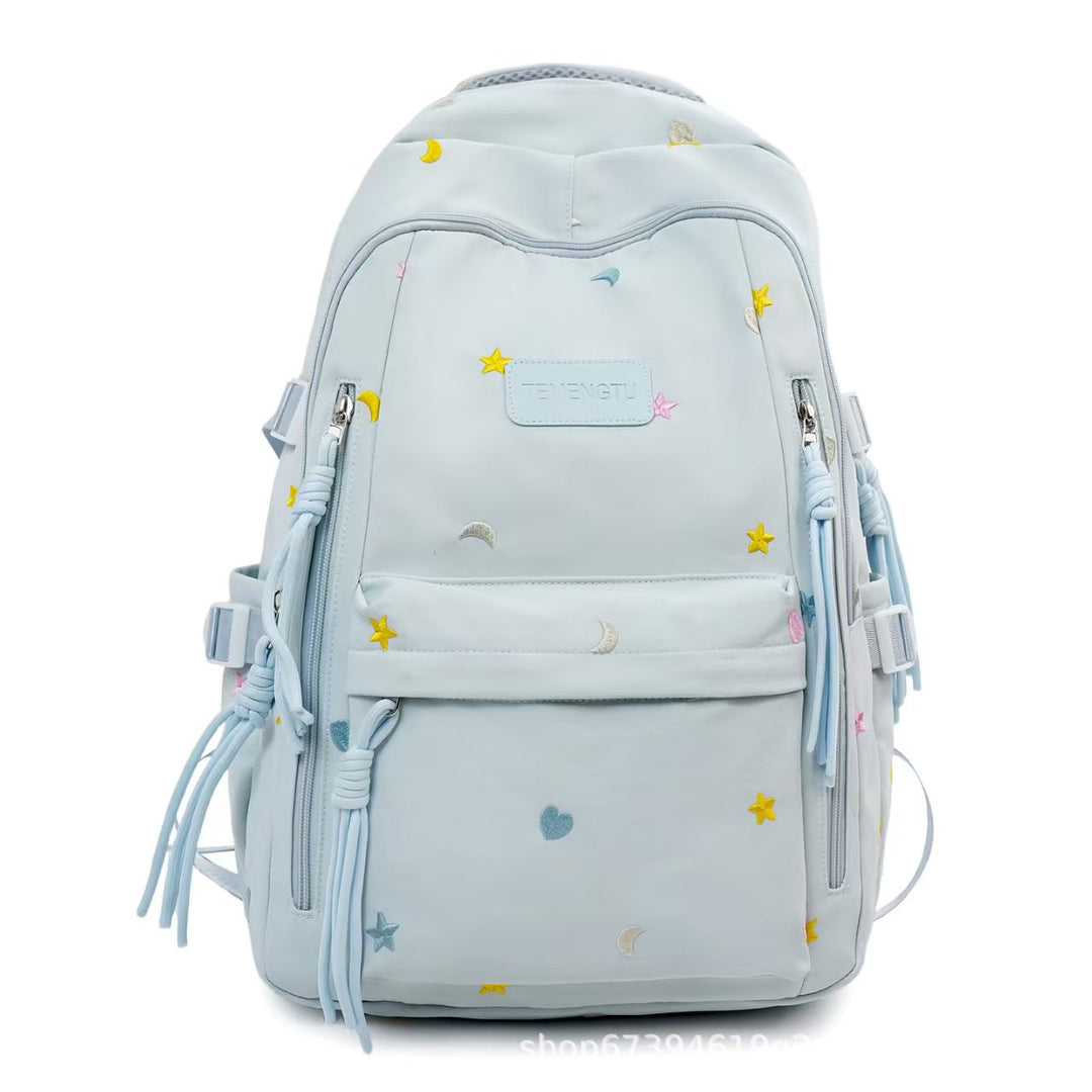 Multi-Pocket Embroidered Backpack Bowlift