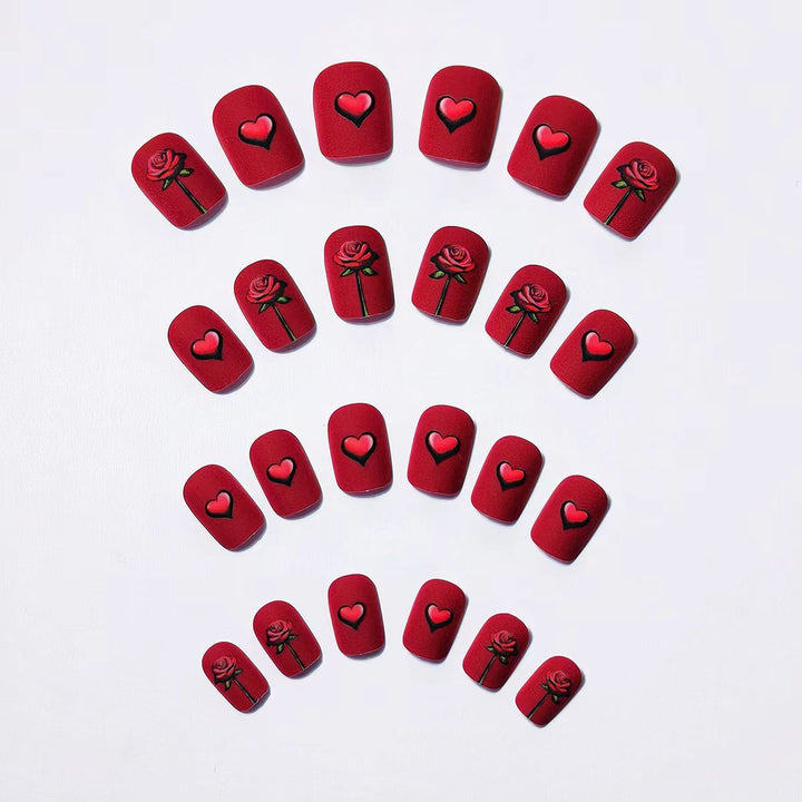 Artificial nails with romantic rose and heart design Bowlift