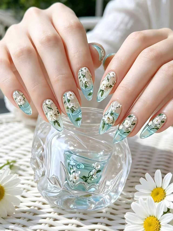 Elegant Artificial Nails in Floral Design Bowlift