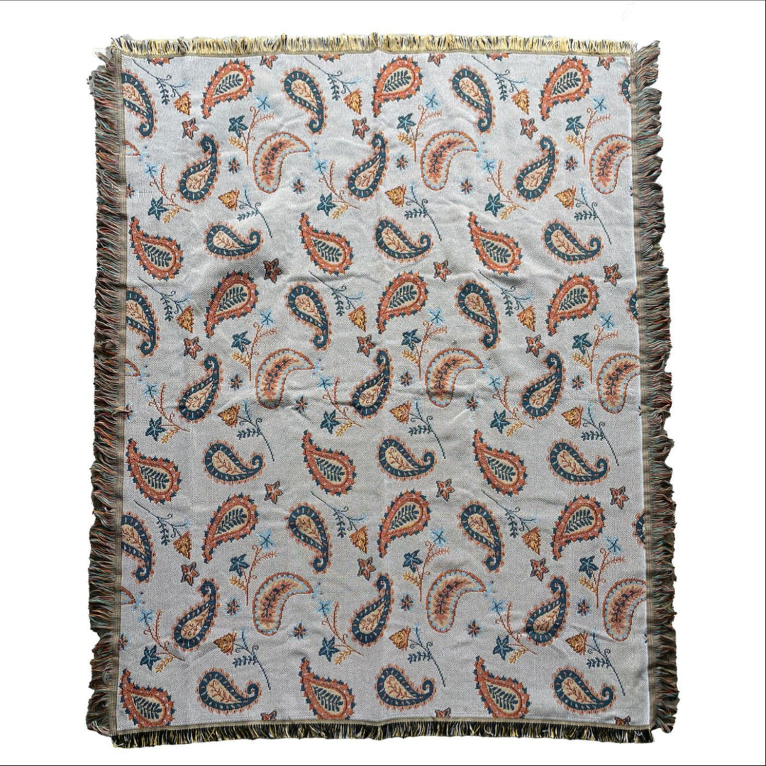 Elegant Paisley Patterned Tapestry Throw Blanket