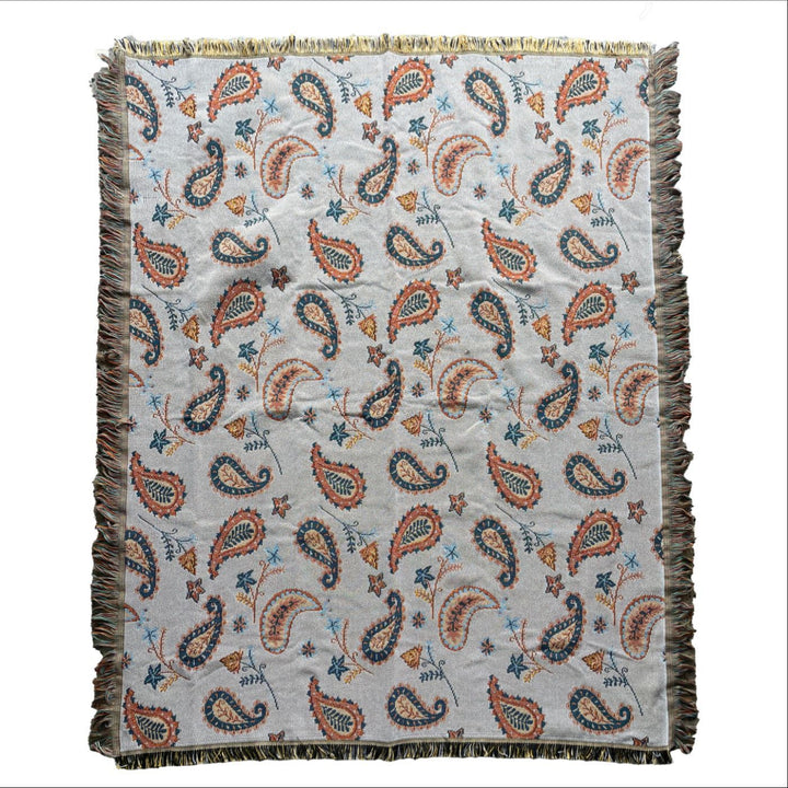 Elegant Paisley Patterned Tapestry Throw Blanket