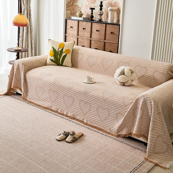 Cozy Heart Pattern Sofa Throw Blanket