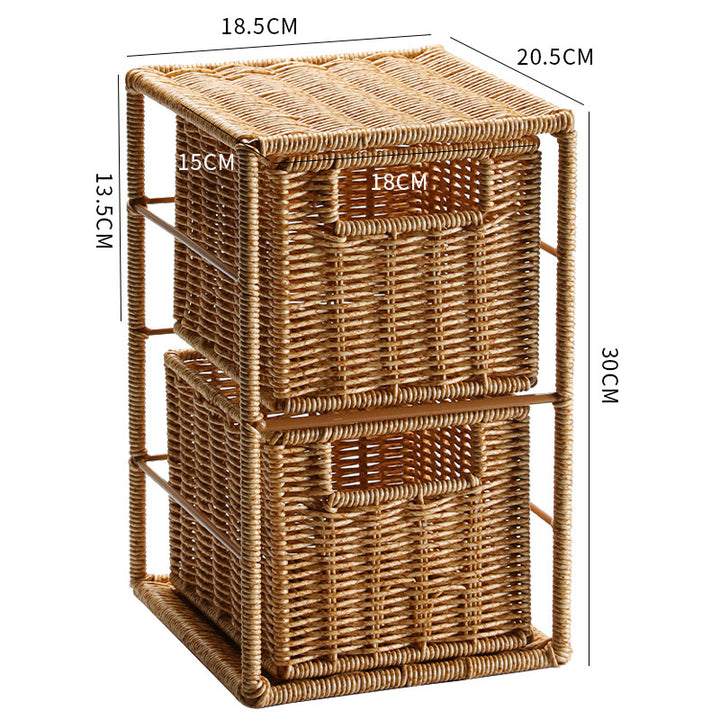 Unisex Stackable Storage Basket with Two Compartments Made of Natural Material Bowlift