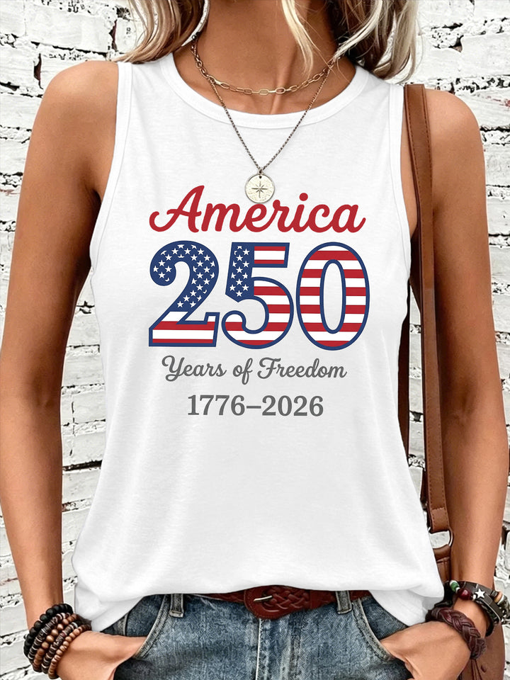 Women's nan sleeveless patriotic graphic tank top with soft modal-cotton blend and relaxed drape Bowlift