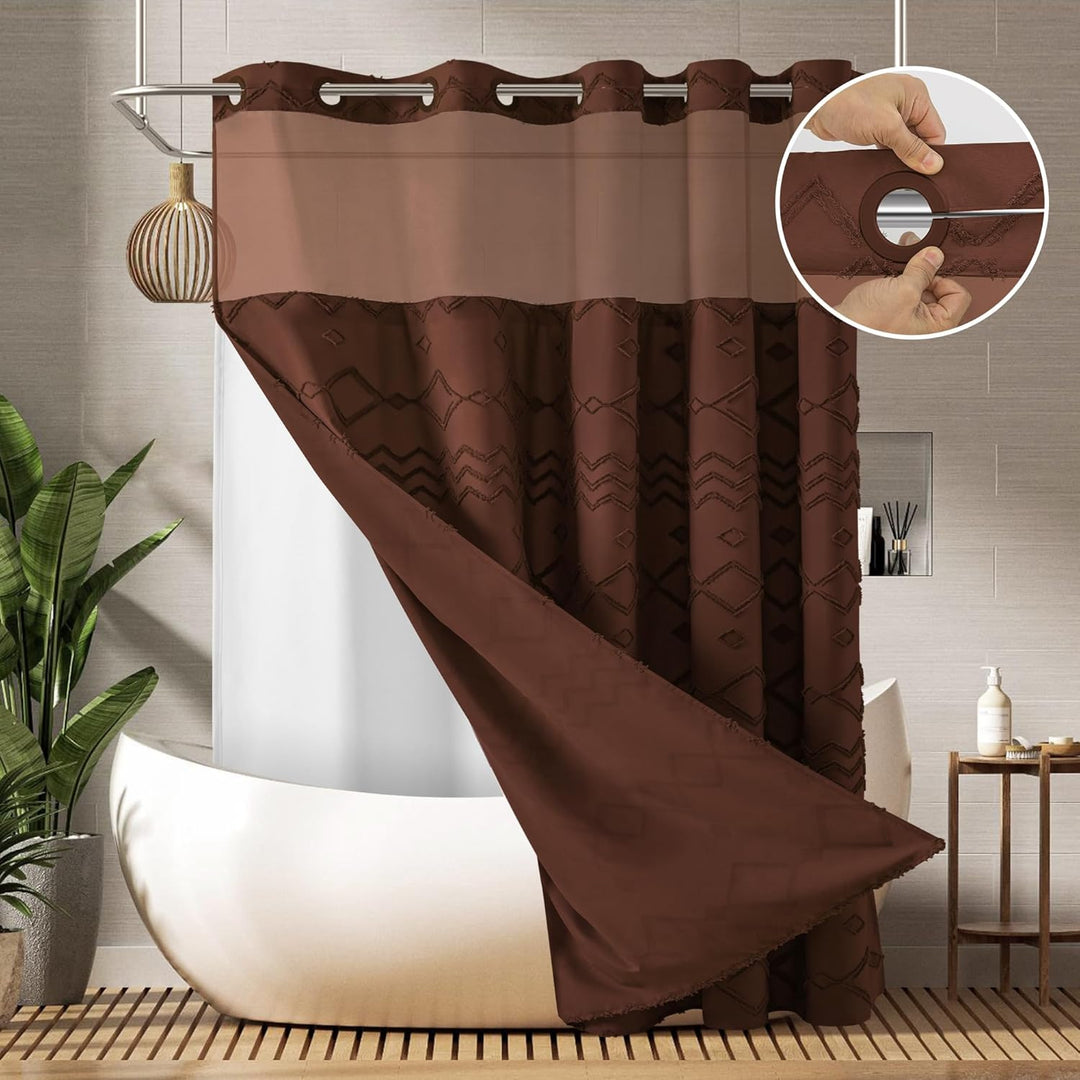 Textured Geometric Design Shower Curtain Bowlift