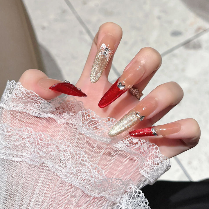 Premium Decorative Stiletto Press-On Nails Bowlift