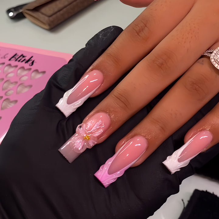 Floral-Inspired 3D Press-On Nail Art Extensions Bowlift