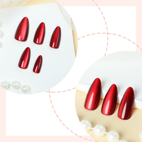 Elegant Almond-Shaped Press-On Nails with Glossy Finish Bowlift