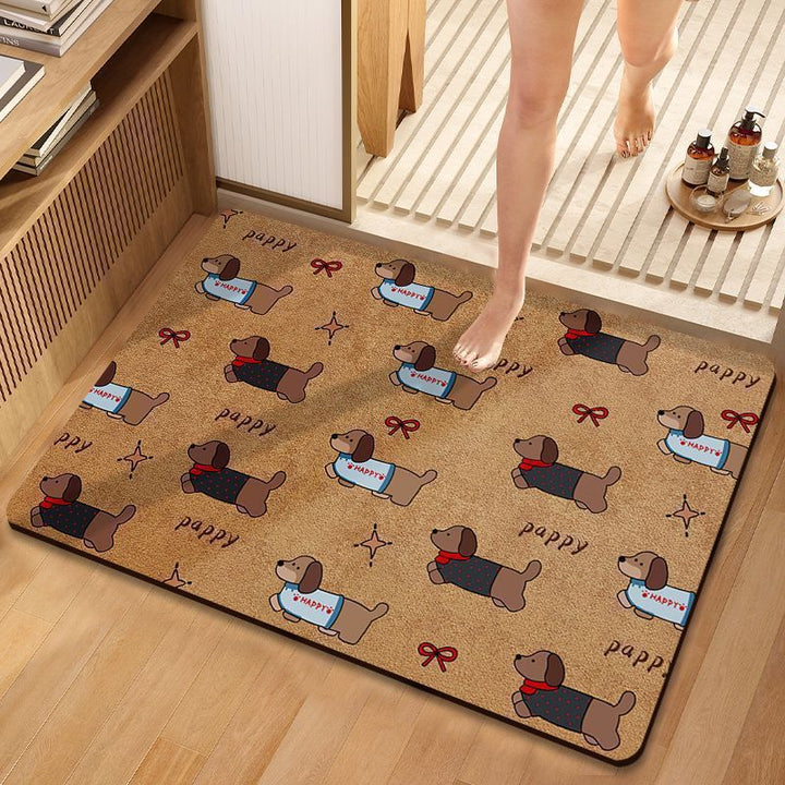 Cute Cartoon Dog-Themed Plush Bath Mat