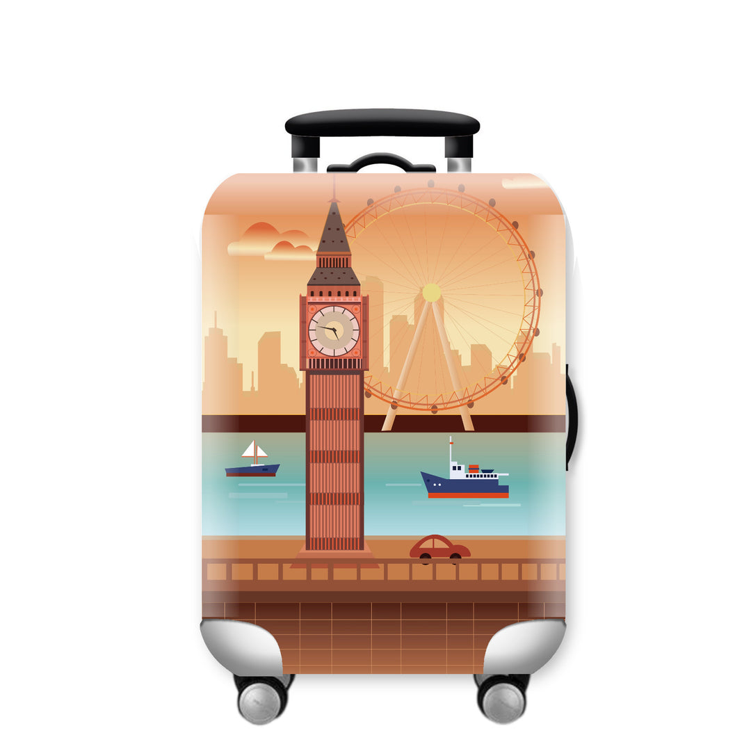 Unisex Hard Shell Travel Suitcase with Urban Skyline Design Bowlift