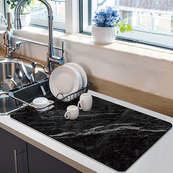 Stylish Marble-Effect Kitchen Mat Bowlift