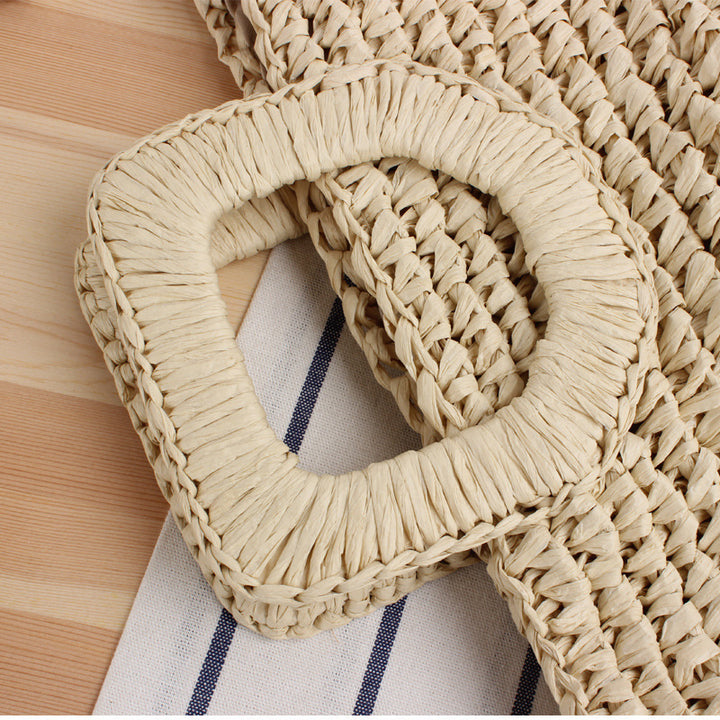 Handmade straw shoulder bag with square handle Bowlift