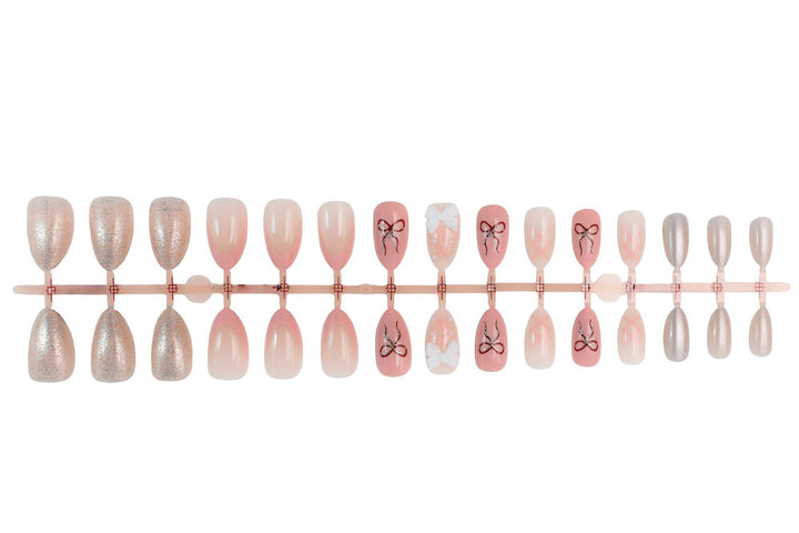 Artificial nail set with romantic bow and flower decorations Bowlift