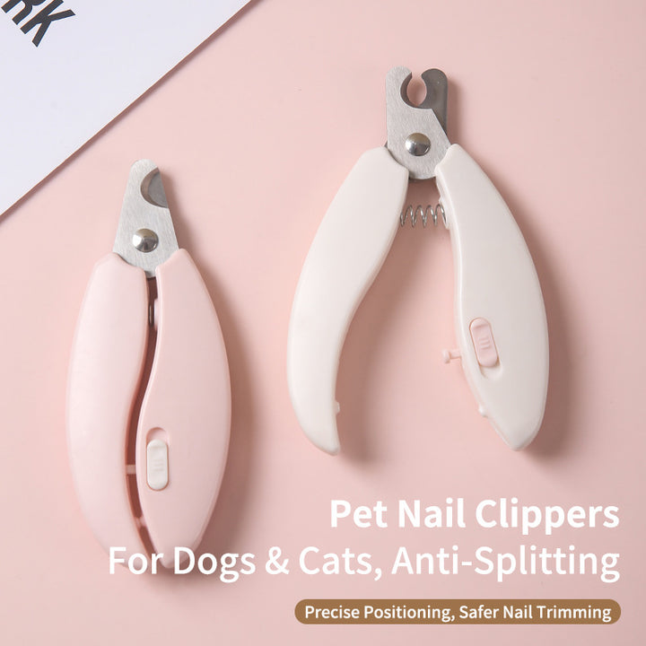 Compact ergonomic pet nail clippers with safety stop and thumb lock Bowlift