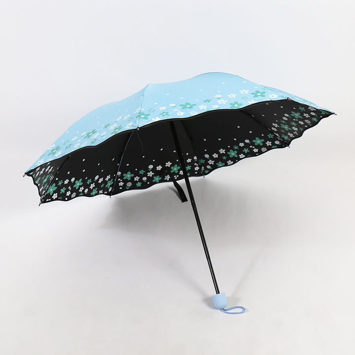 Women's Folding Umbrella with Detailed Floral Design Bowlift