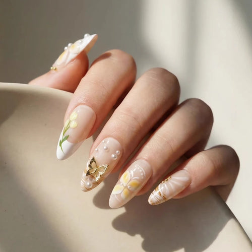 Floral Design Luxury Press-On Nails Bowlift