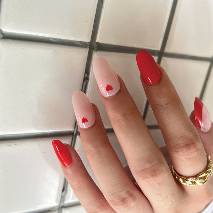 Elegant Nail Extensions with Heart Design Bowlift