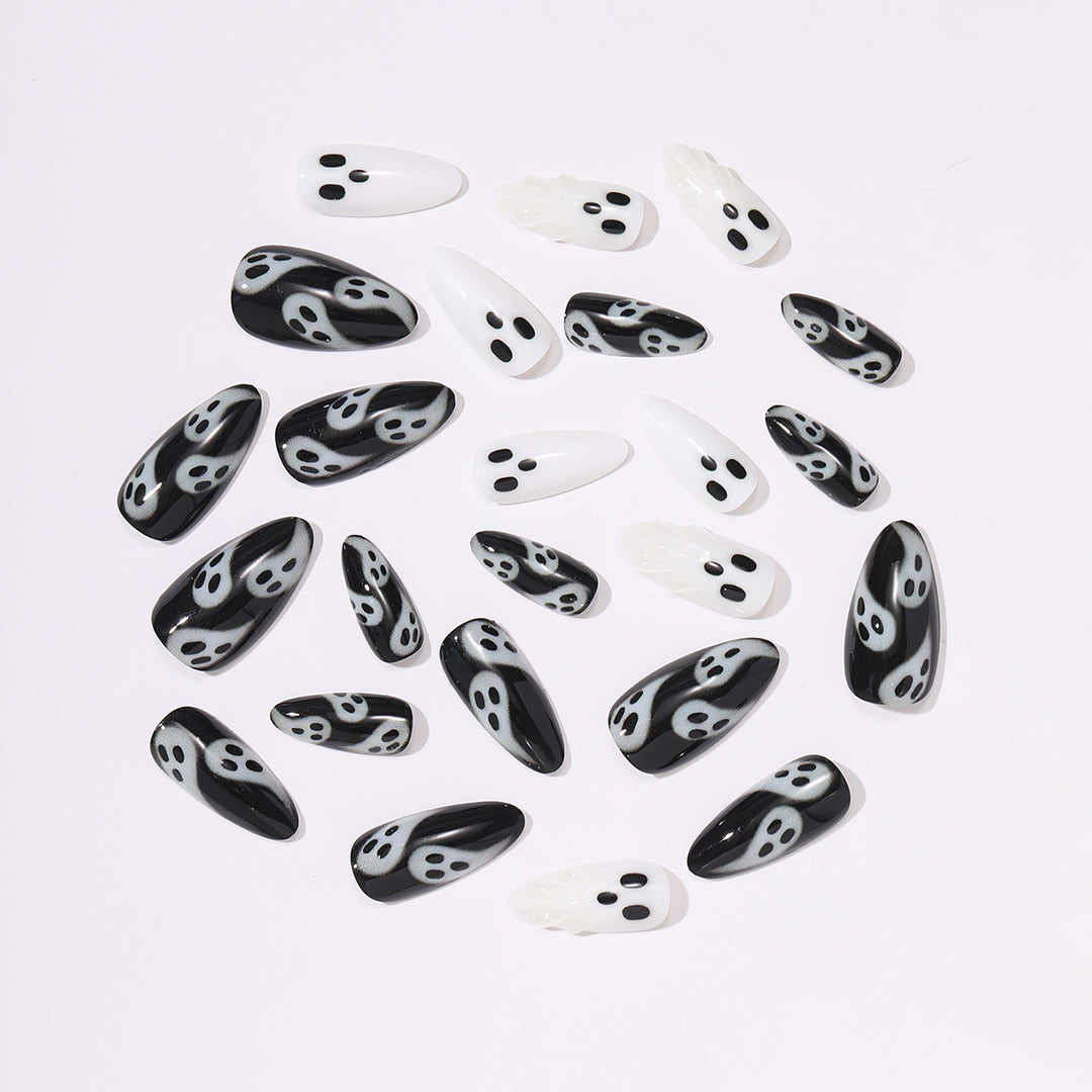 Halloween-Themed Press-On Nail Set with Ghost Designs Bowlift