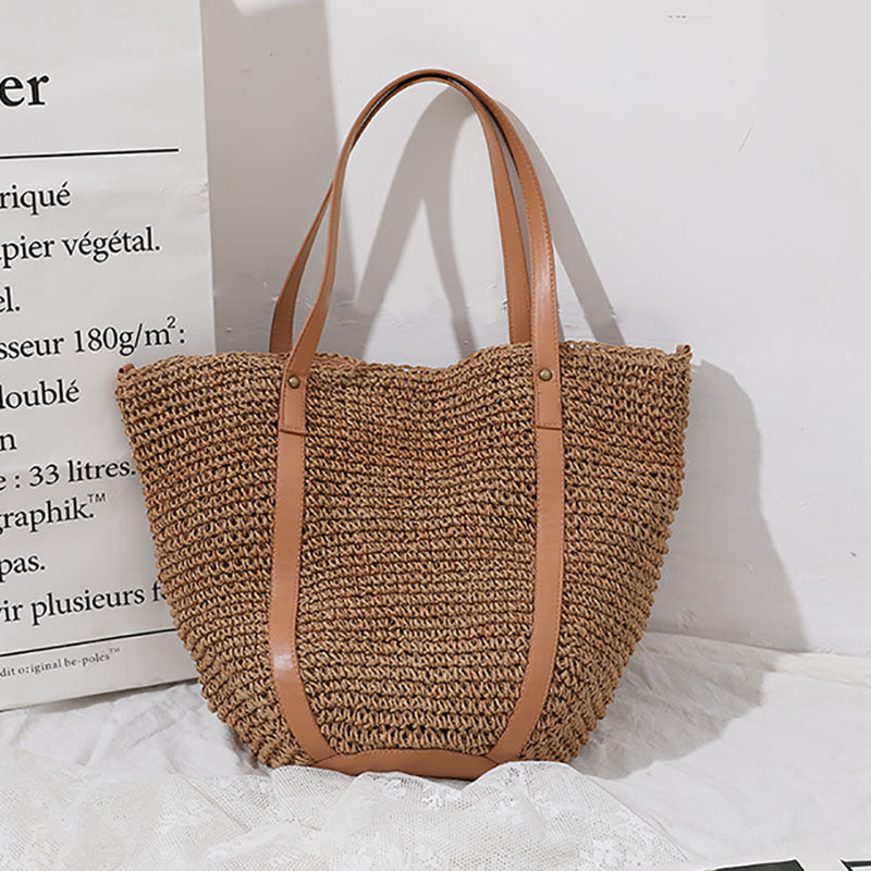 Large Braided Tote Bag with Adjustable Straps Bowlift
