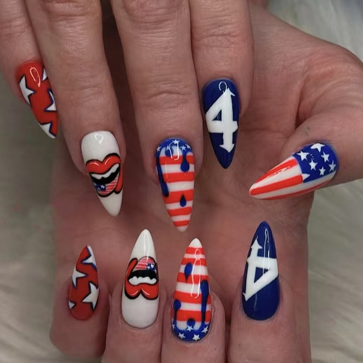 Artificial nails with creative patriotic design Bowlift