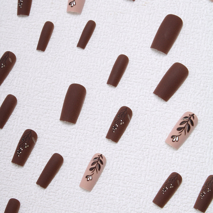 Elegant Floral Matte Press-On Nails Bowlift