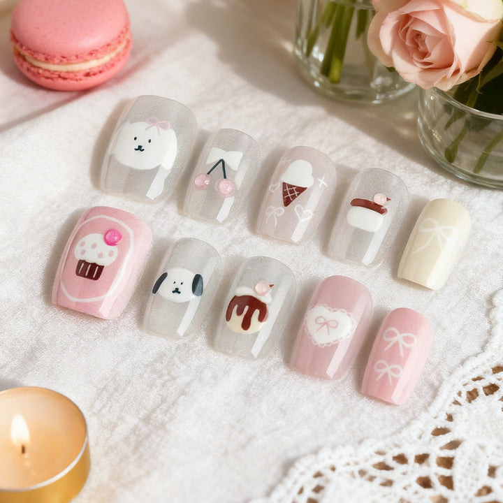 Cute Themed Press-On Nail Set Bowlift