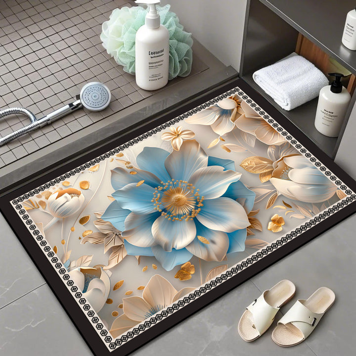 Floral Patterned Comfort Bath Mat Bowlift