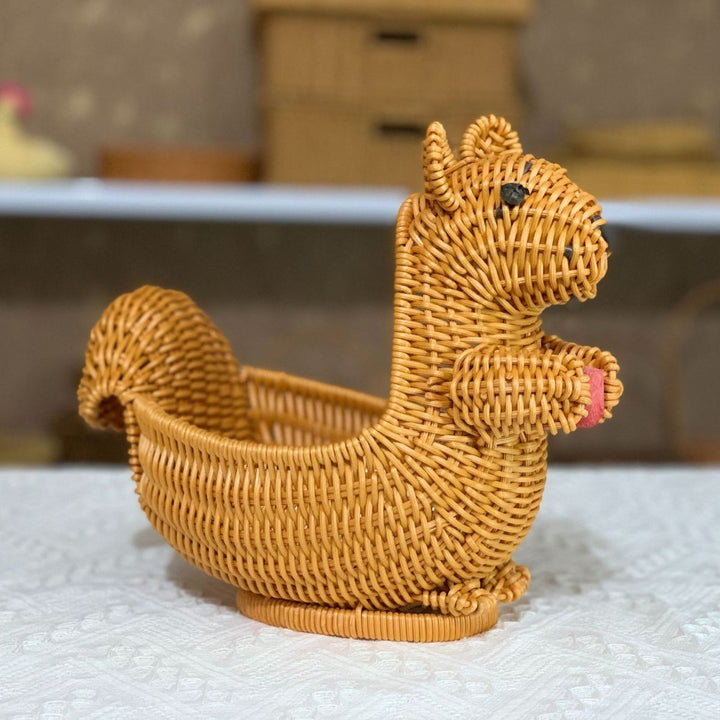 Decorative Woven Duck-Shaped Basket Bowlift