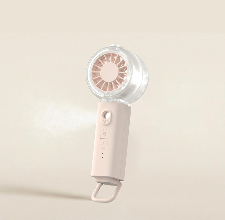 Unisex portable mini fan with spray mist function and USB battery Bowlift