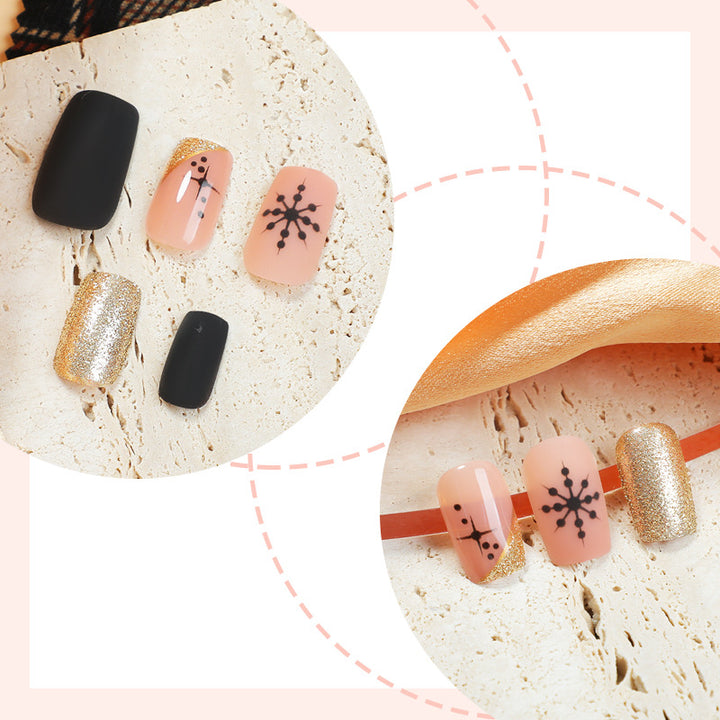 Decorative Snowflake and Glitter Press-On Nail Set Bowlift